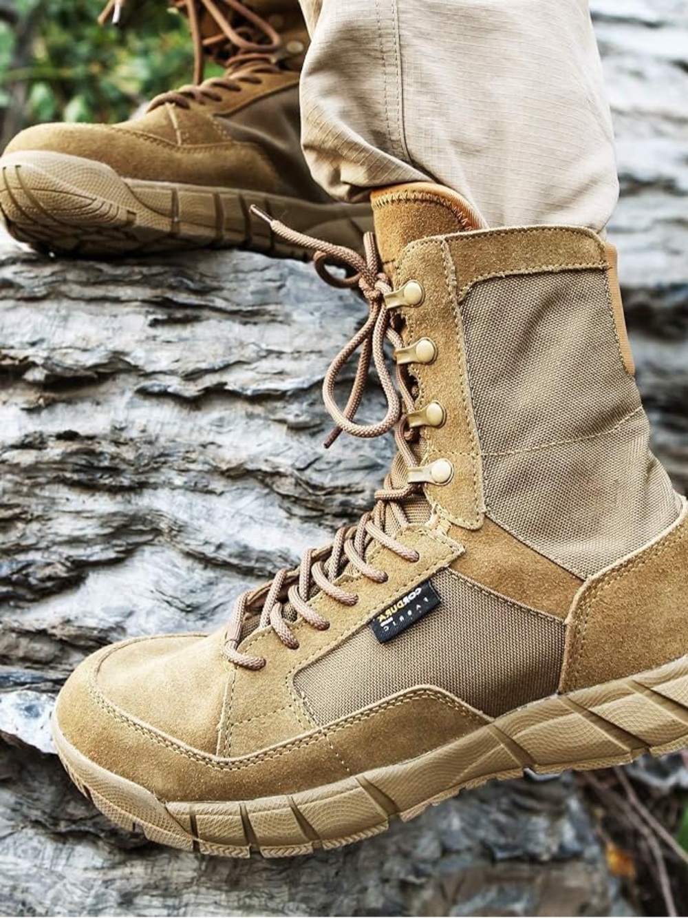 YEVHEV Men's 8" Lightweight Tactical Boots Coyote Brown Suede Military Combat
